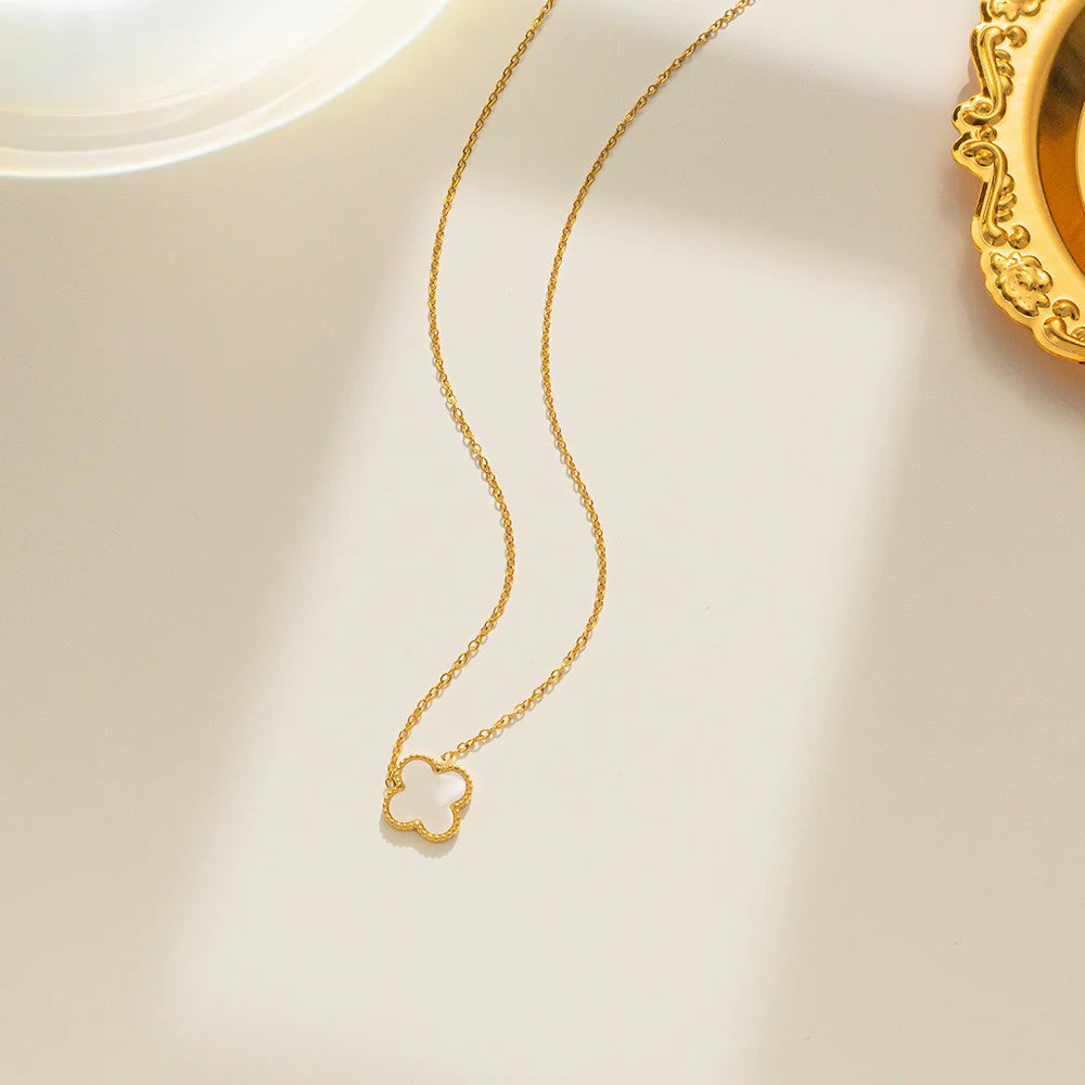 Collana Quadrifoglio Bianco 13 mm