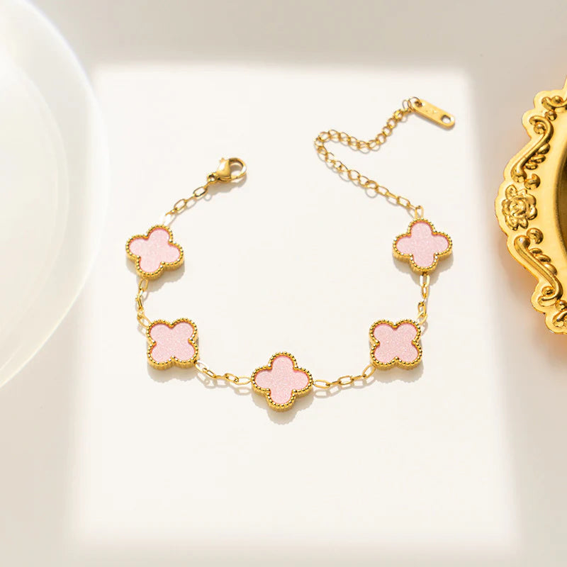Bracciale Quadrifoglio rosa 13mm