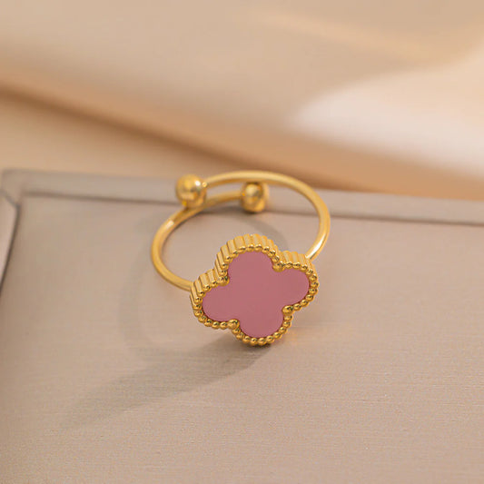 Anello Quadrifoglio Rosa
