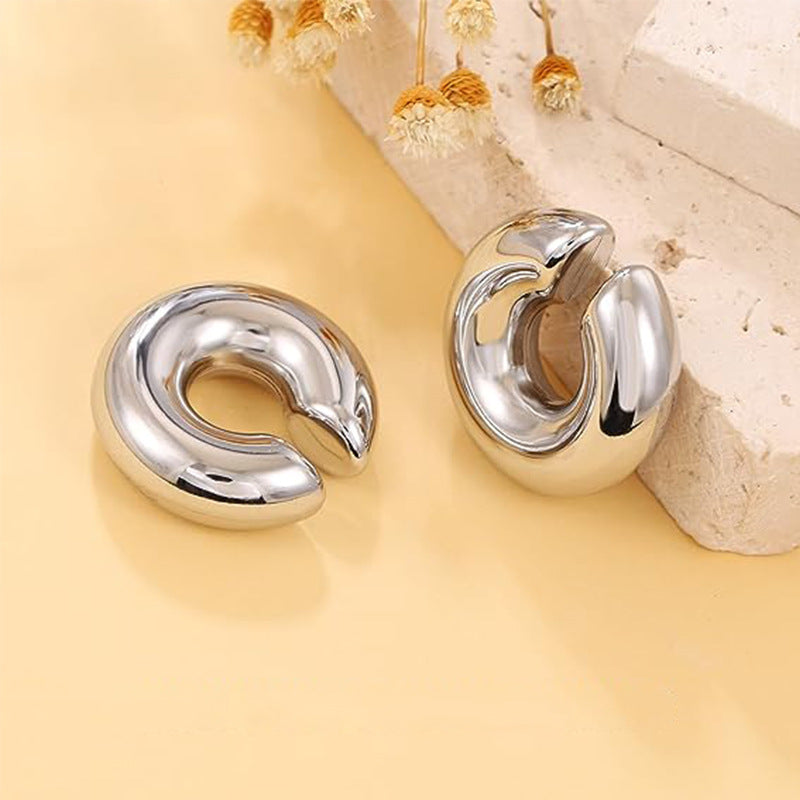 Ear cuff Chunky classic silver coppia