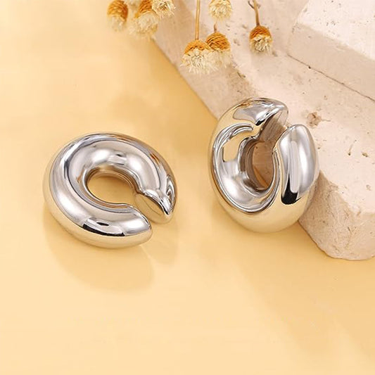 Ear cuff Chunky classic silver coppia