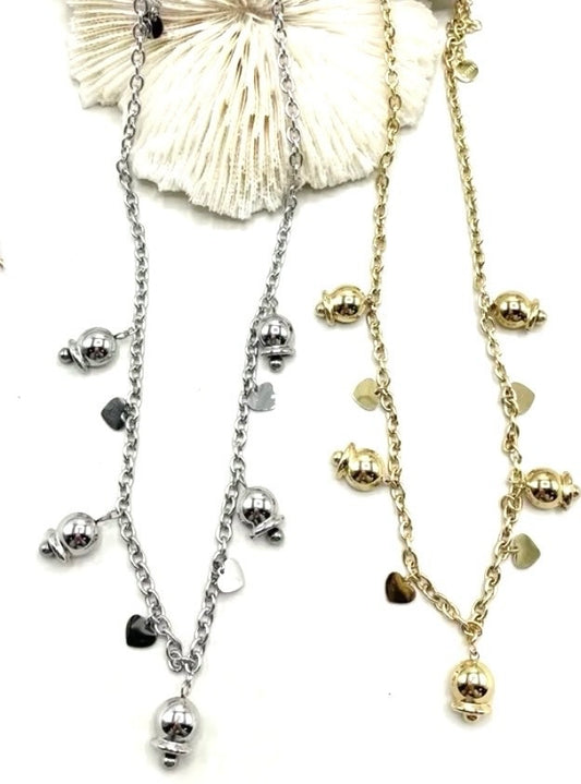Collana campanelle e cuoricini
