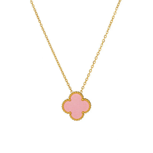 Collana Quadrifoglio Rosa 15mm
